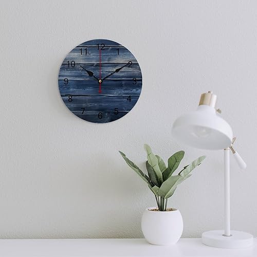 Miniatura 5 de Relojes de pared de 12 pulgadas para sala de estar, reloj de pared silencioso a pilas, reloj de madera rústica de granja, fácil de leer, decoración