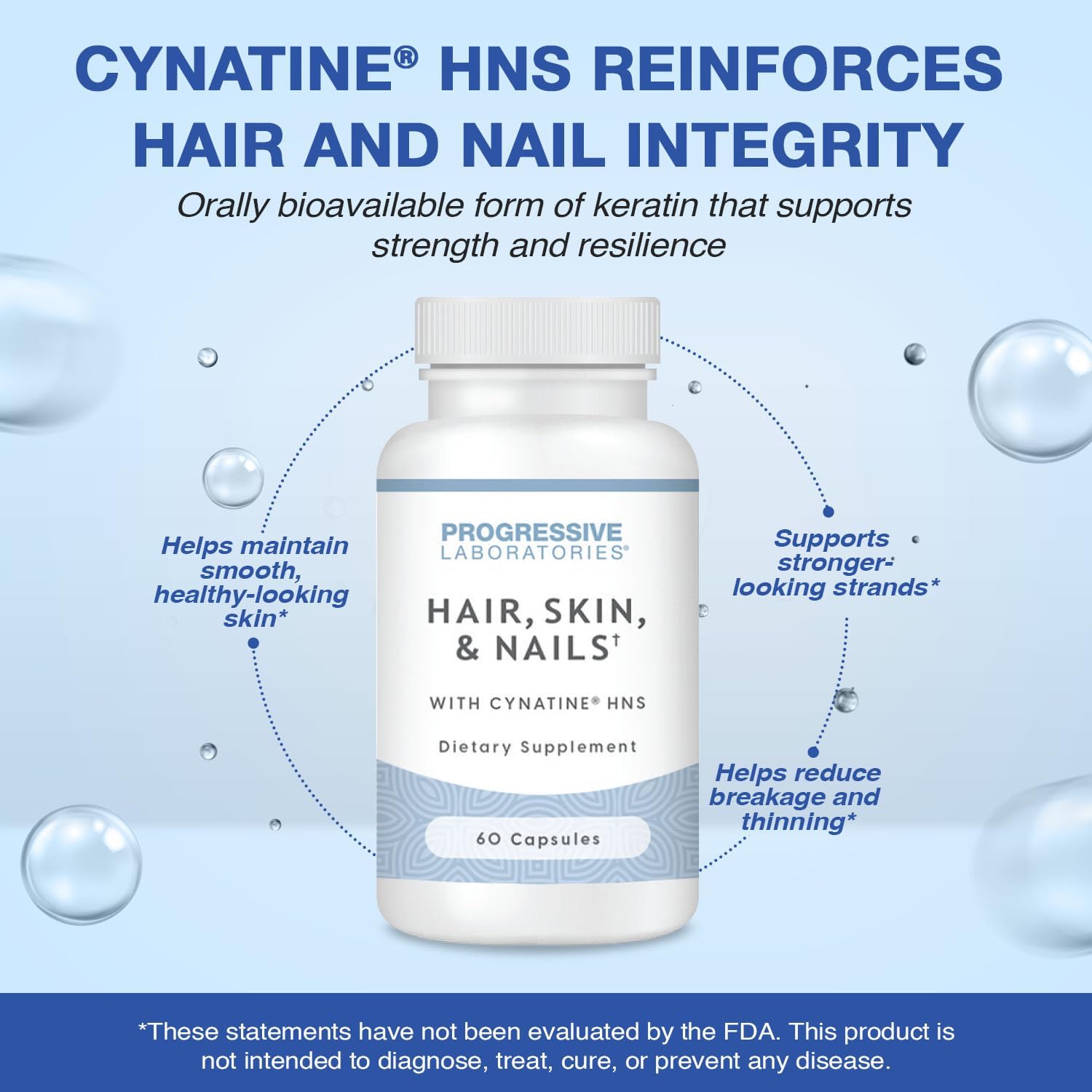 Hair, Skin & Nails Supplement – Dietary Supplements with Keratin (Cynatine HNS), Bamboo Silica, Biotin & TRAACS Minerals – Supports Strong Hair, Smooth Skin & Resilient Nails – 60 Vegetable Capsules - Image 5