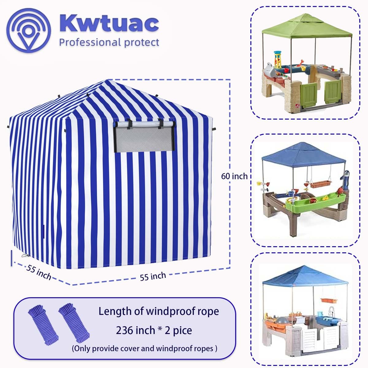KWTUAC Kids Step2 Outdoor PlayhouseCover? With 2 WindRope?700D Durable,PlayhouseCover Resistant To StrongWinds And Heavy Rain?Only Cover And WindRope(55