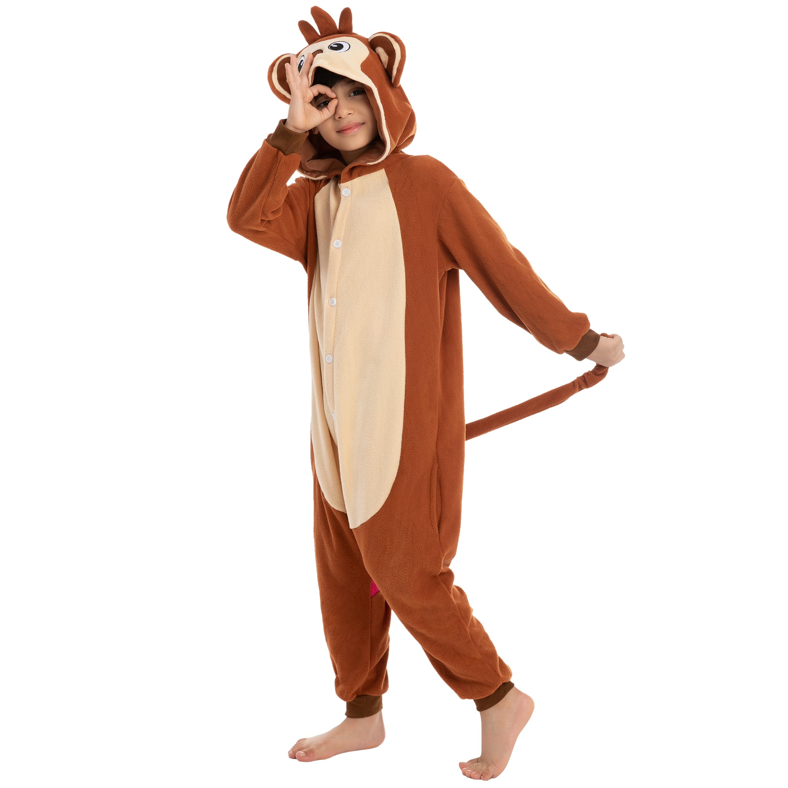 Spooktacular Creations Halloween Child Pajamas Jumpsuit Monkey for Kids, Toddler Halloween Dress Up, Animal Plush Sleepwea