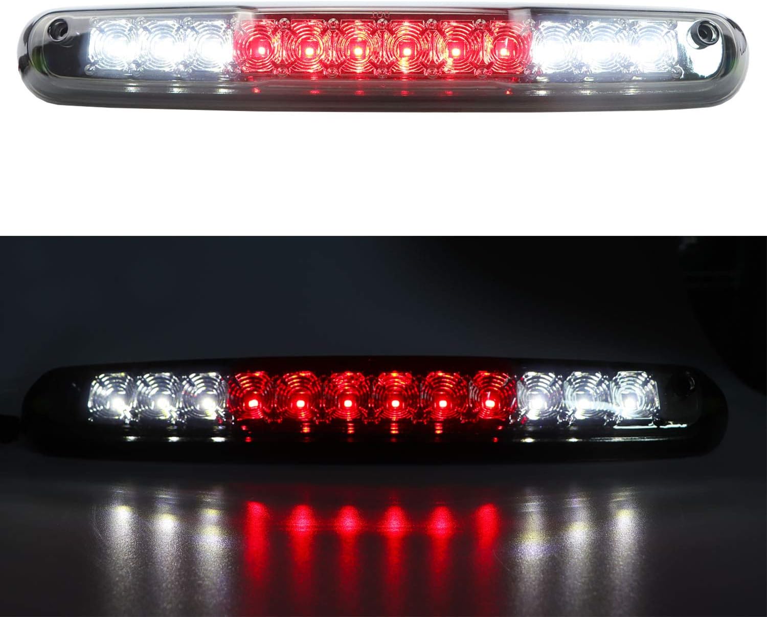 Youxmoto 3rd Brake Light Cargo Light High Mount Stop Light Fit for Chevrolet Silverado 2007-2013 / GMC Sierra 1500 2500 HD 3500 HD Replace 25890530 531066 (Chrome Housing/Smoke Lens)