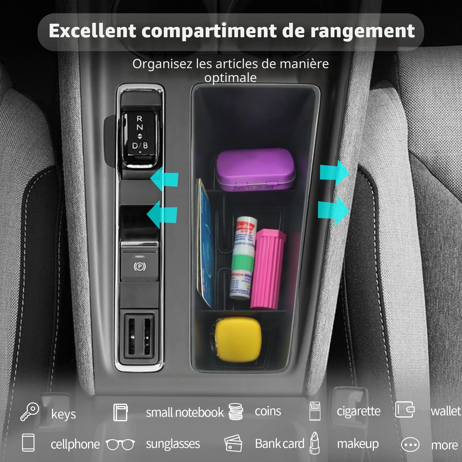 CDEFG Compatible avec Skoda Enyaq iV 2021 2022 2023 2024 2025 Organisateur de console centrale Boîte de rangement Boîte à gants Rangement Voiture Center Console Plateau Enyaq iV 80 Accessoires