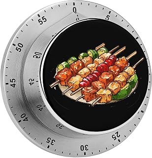Chicken Skewers BBQ Timer Mini Kitchen Timer Round Countdown Digital Timers Loud Alarm Clock for Cooking