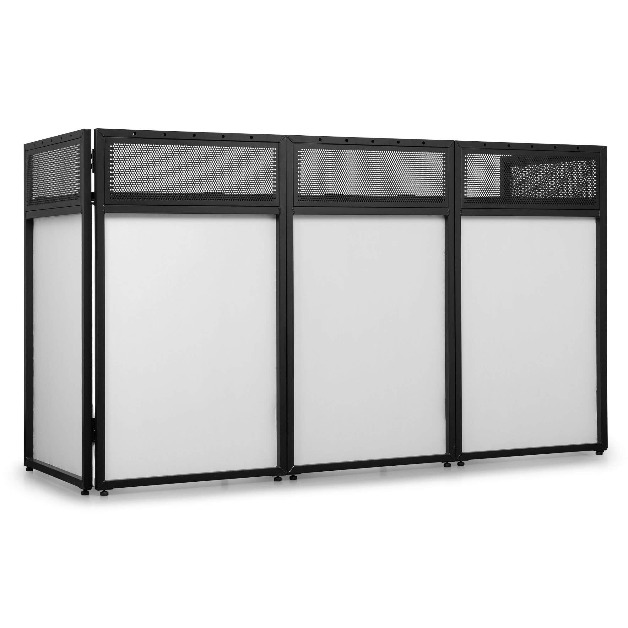 Vonyx DBA200 - Mobiler DJ Tisch, 2 Meter - Großer Klapptisch inkl. Tasche & 2 Lycra-Cover (Weiß/Schwarz), DJ Pult - Stabiler Multifunktionstisch für DJ Equipment & Messe - Alu Schwarz