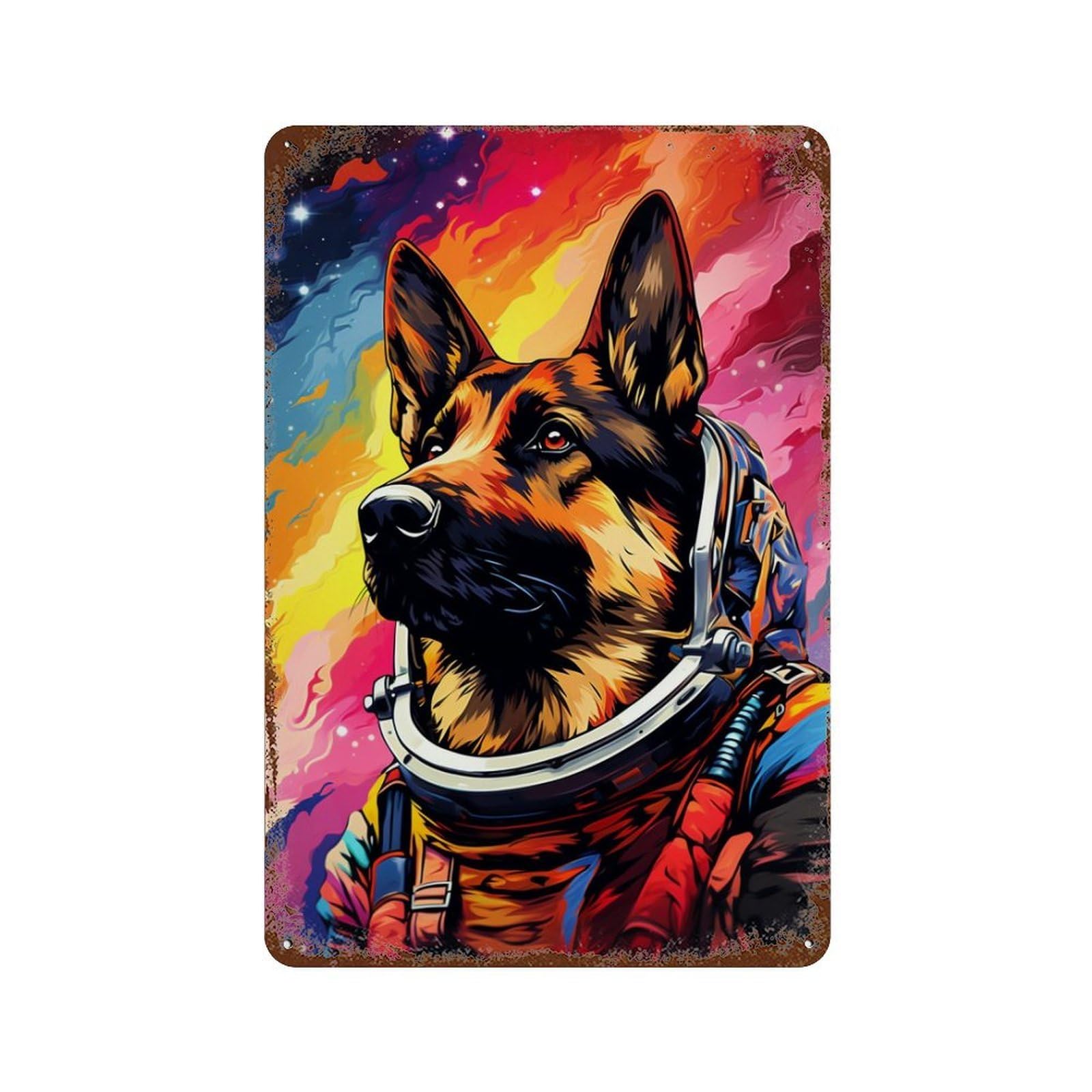 Space Dog Explorer-78 Retro Metal Sign 11.8"x7.9", for Bistro, Counter And Cafe Decor, Rustic Home Decor