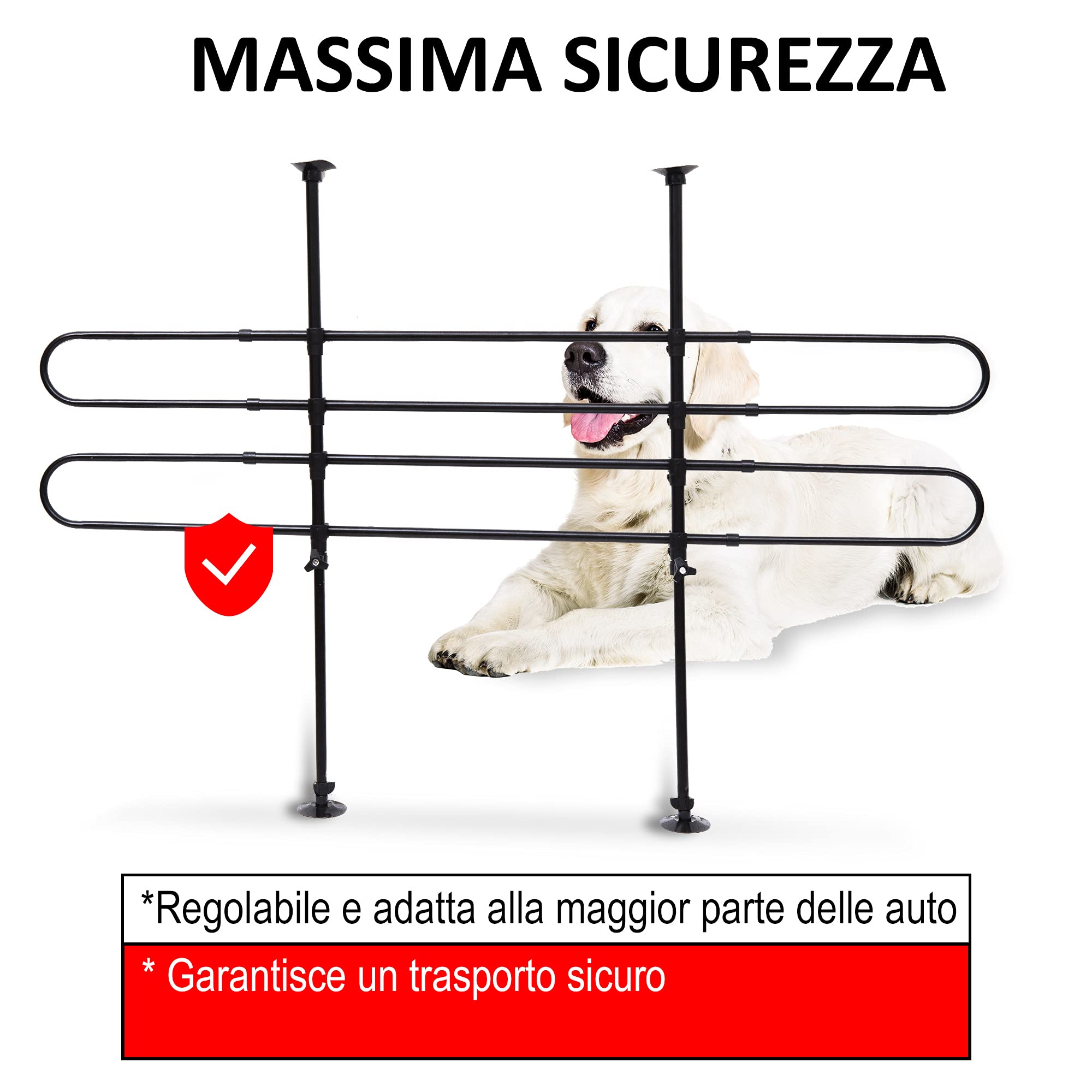 PawHut - Griglia di Protezione Regolabile per i Animali Domestici Adatto a Ogni Auto Nero