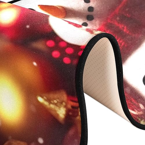 Miniatura 5 de xigua Alfombra de muñeco de nieve de Navidad  Alfombra lavable de 2 x 6 pies con parte trasera de goma, alfombra antideslizante para interiores,