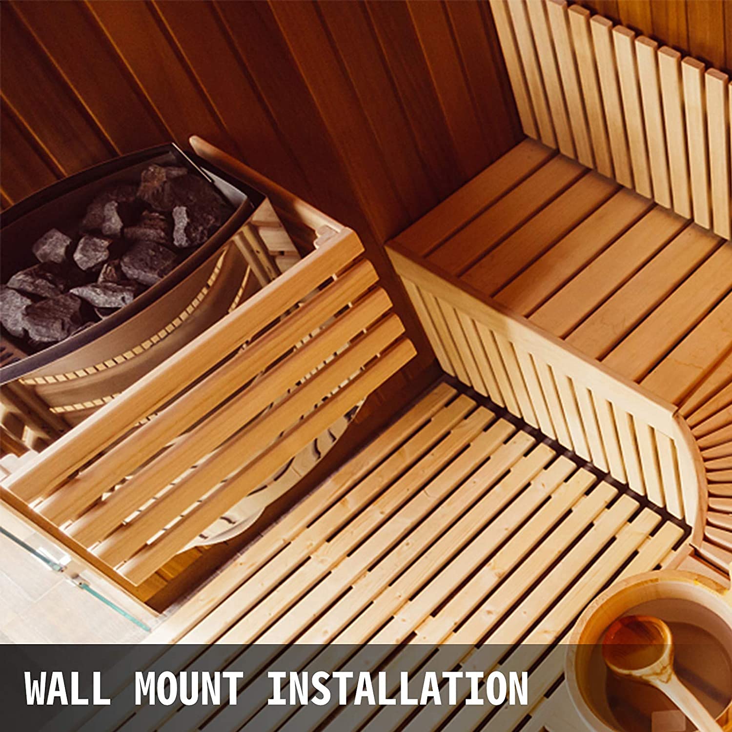 Chauffage de sauna domestique 3-9 kW - Poêle électrique pour sauna sec et humide - Contrôle interne - Poêle de spa intégré en acier inoxydable - Pour maison et hôtel de 2 à 15 m3 - 6,0 kW (3,0 kW)