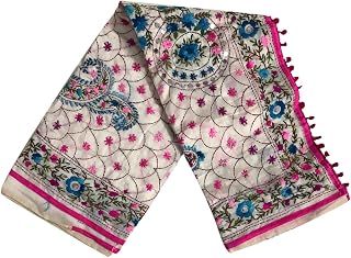 Warm Worth Handcrafted Kantha Embroidered Silk Saree, Floral Design With Blouse Piece Price In India