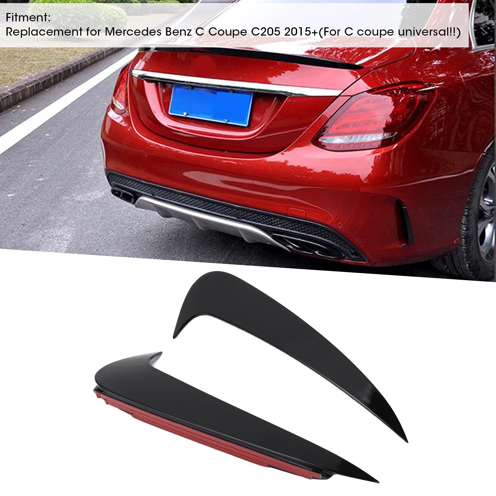 Auto Heckstoßstange Seitenflossen, ABS Heckstoßstange Spoiler Lip Splitter Schwarzer Ersatz für C Coupe C205 2015+, 2 Stück