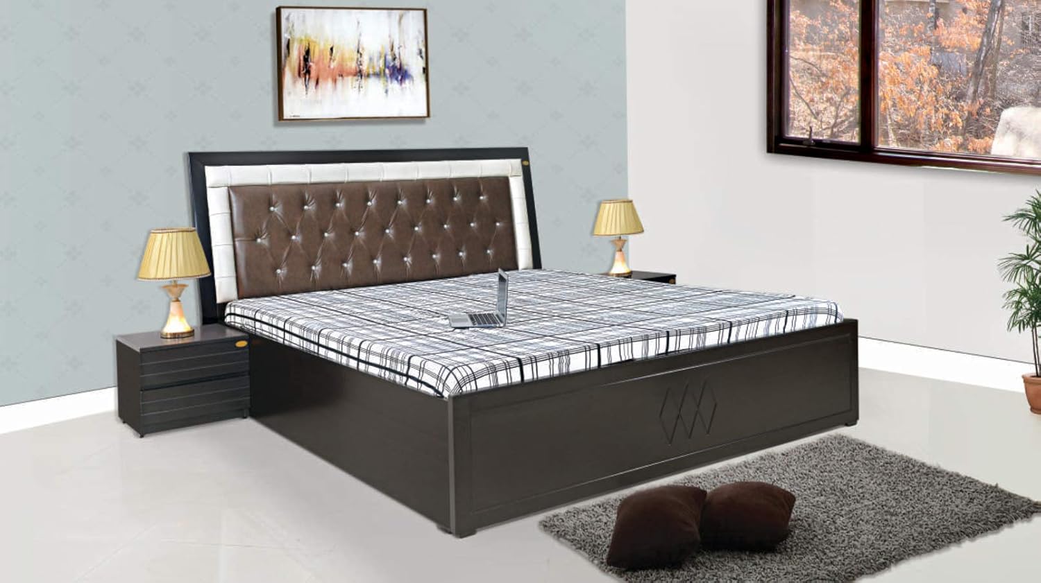 ELTOP King Engineered Wood;MDF Bed With Storage (Polished Finish_brown) Amazon.in Home & Kitchen