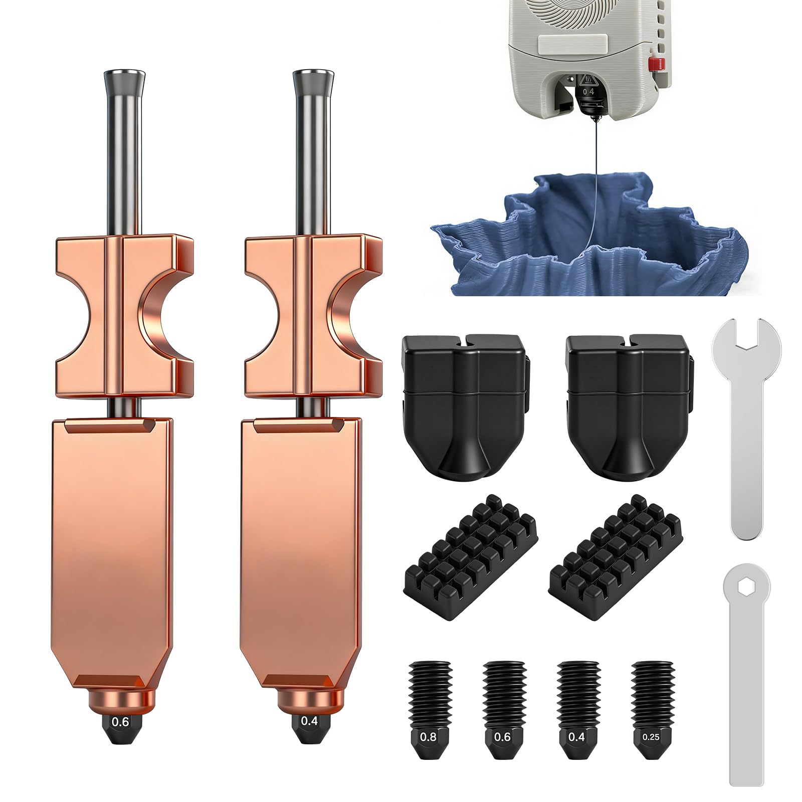 2 boquillas AD5X originales de 0,4 mm, con orificio de 0,25/0,6/0,8 mm, boquilla de acero endurecido, kit de boquilla de impresora 3D desmontable para accesorios de impresora 3D Flashforge AD5X (0,25
