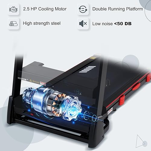 Miniatura 5 de Cintas de correr para el hogar, 15% de inclinación automática, 0.5-10 MPH, cinturón de 18 pulgadas, 3 HP, capacidad de 350 libras, plegable,