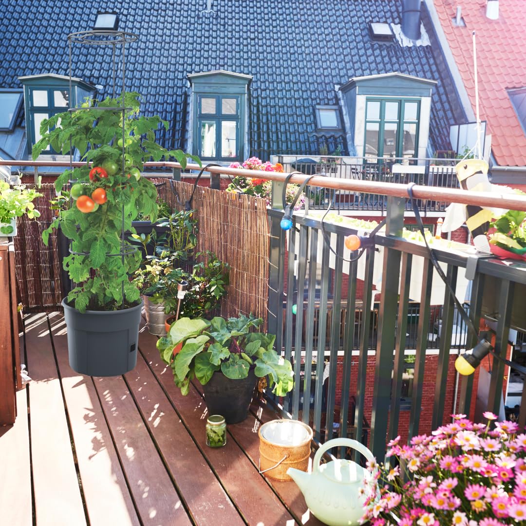 4X Blumentopf Tomatentopf Topf für Tomatenpflanzen 12L Tomatenzüchter Gesamthöhe 115 cm Pflanzen-Aufzucht-Turm mit Rankhilfe Rangitter (4 Stück, Ø 30 cm)