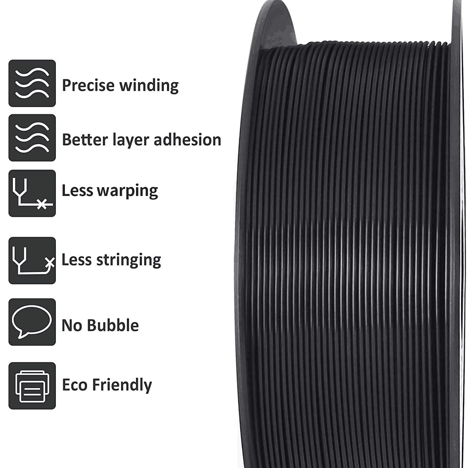 PLA Filamento 1,75 mm, GIANTARM Stampante 3D PLA Filamento 1 kg Spool(Nero)