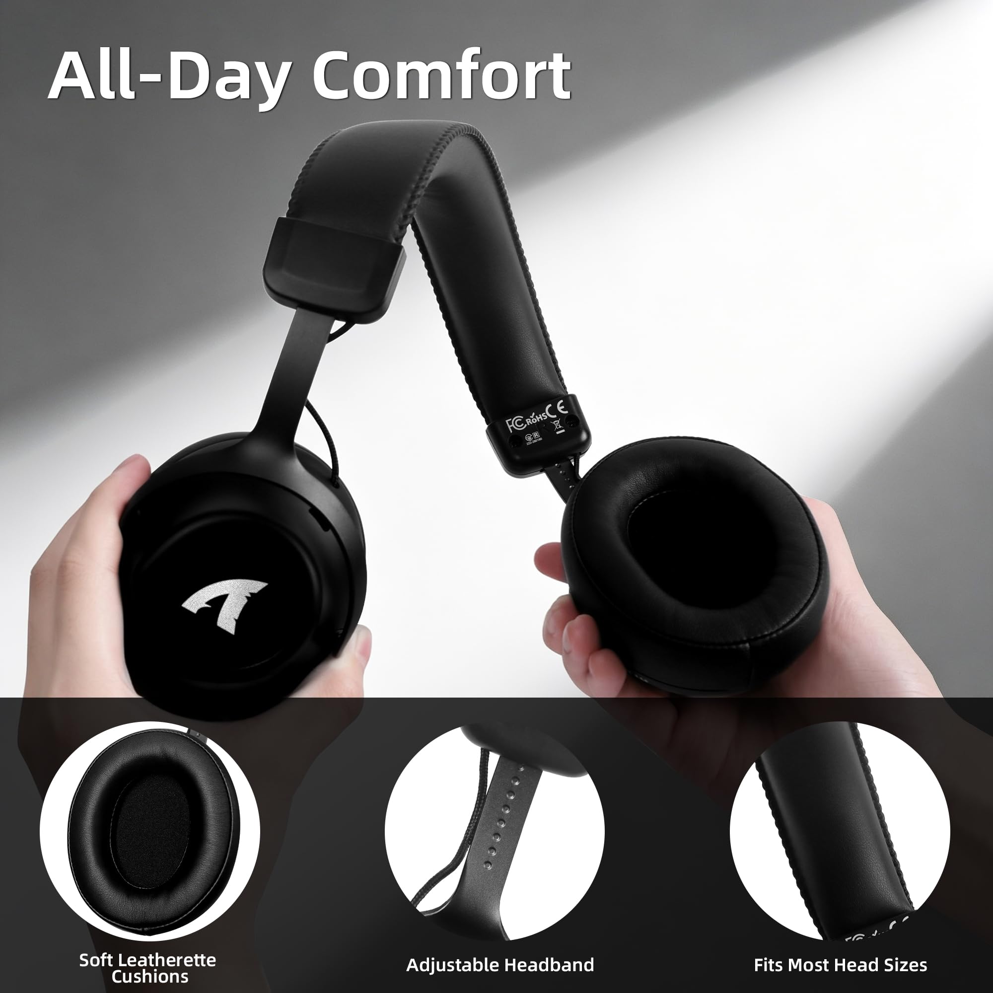 ATTACK SHARK L50PRO 3-Modos 53mm Cascos Gaming Inalámbricos 7.1 - Negro | Bio-Drivers 53mm, Surround 7.1, 2.4G/BT5.3/Cable para PC/PS/Switch, 64H, Estructura Metálica Ligera, Micro 360° Extraíble