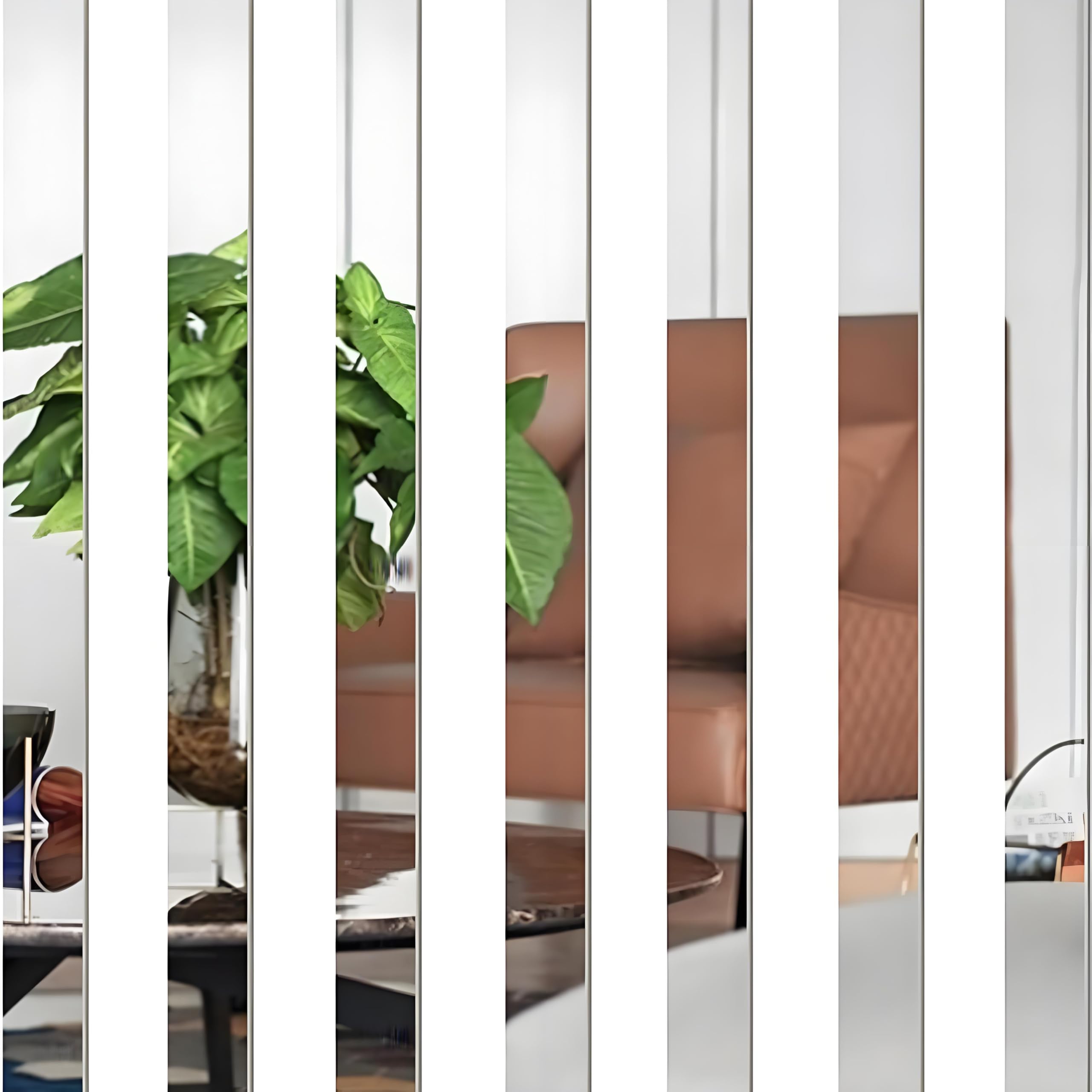 Photo 1 of 10Pcs Self-Adhesive Mirror Wall Stickers, Striped Acrylic Border Decals, 5x20cm Mirror Tiles for Home Decor, Bedroom and Bathroom DIY Wall Art