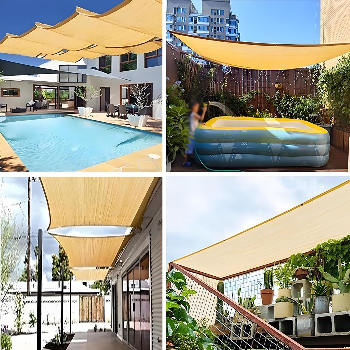 Tela de sombra para exteriores, 8 x 8 m, protección UV, 90 % de jardín, toldo para patio, plantas, valla, casa de perro, tela de camping, fácil de instalar
