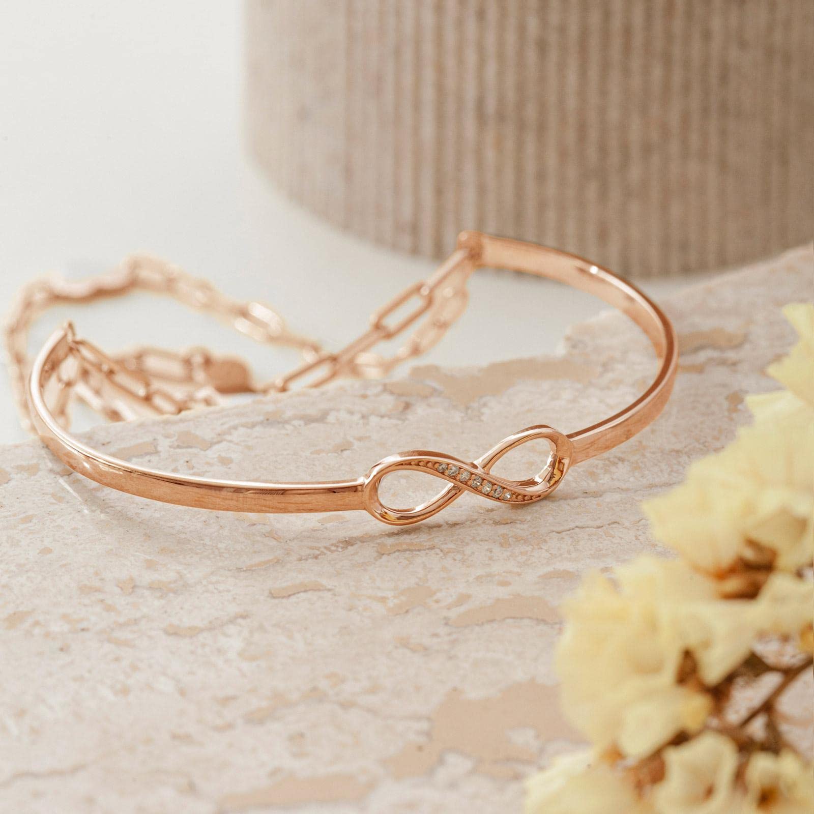 Amoonìc Damen Infinity Armband Only You aus Silber 925 oder vergoldet | Mit Zirkoniasteinen, Unendlichkeits Silberarmband mit gravierbarem Herz