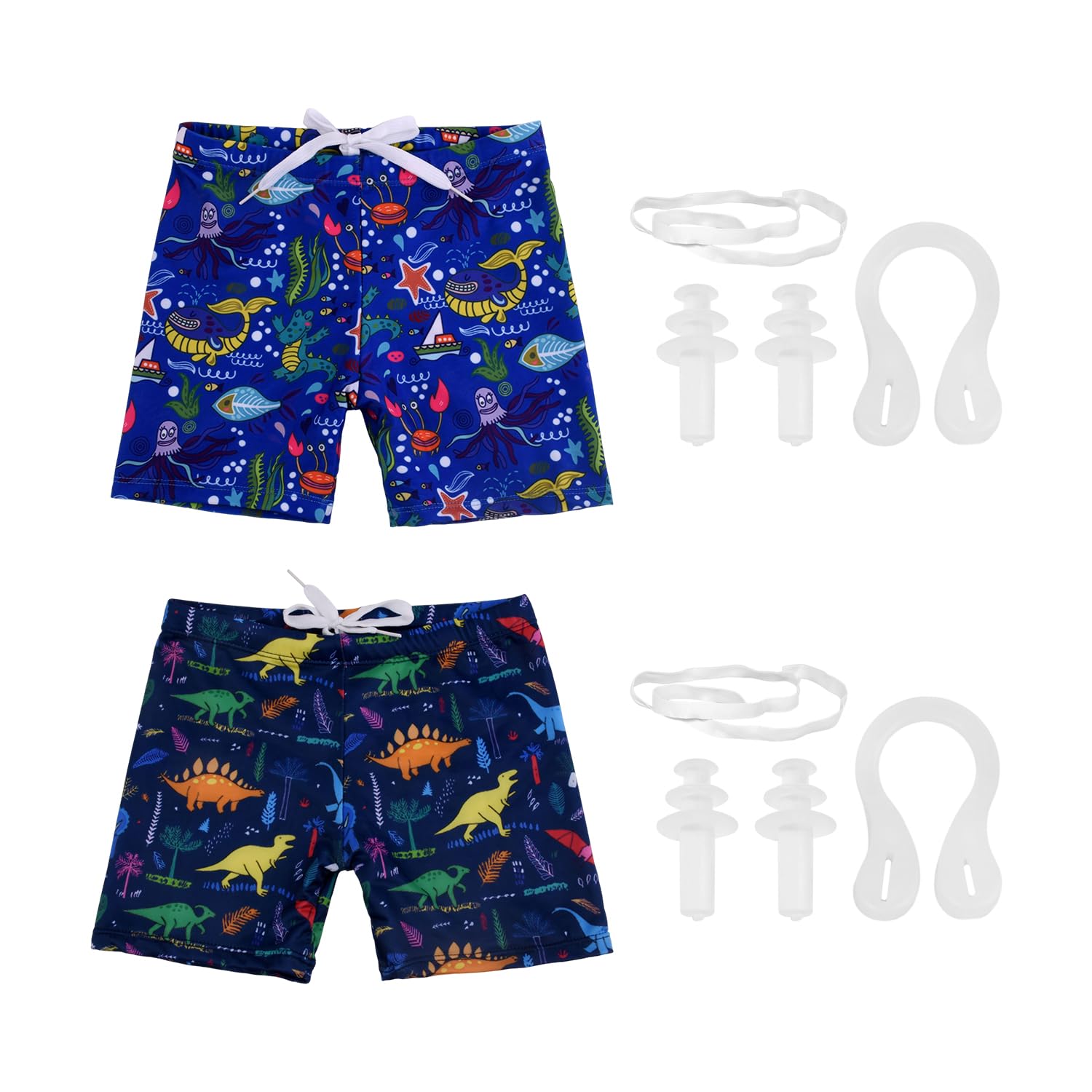 2 Stück Kinder-Badehose, Ausgestattet Mit 2 Nasenklammern Und 2 Paar Ohrstöpseln, Niedliche Cartoon-Badehose, Elastische Badehose, Schwimmausrüstung