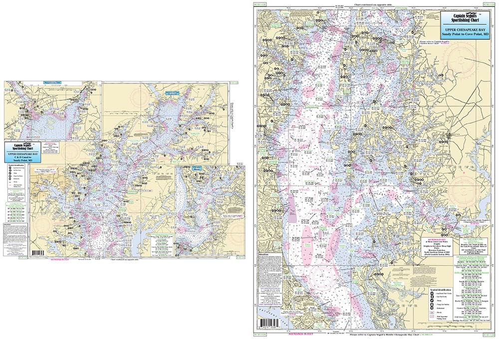 Upper Chesapeake Bay - Laminated Nautical Navigation & Fishing Chart by Captain Segull's Nautical Sportfishing Charts | Chart # CBU120