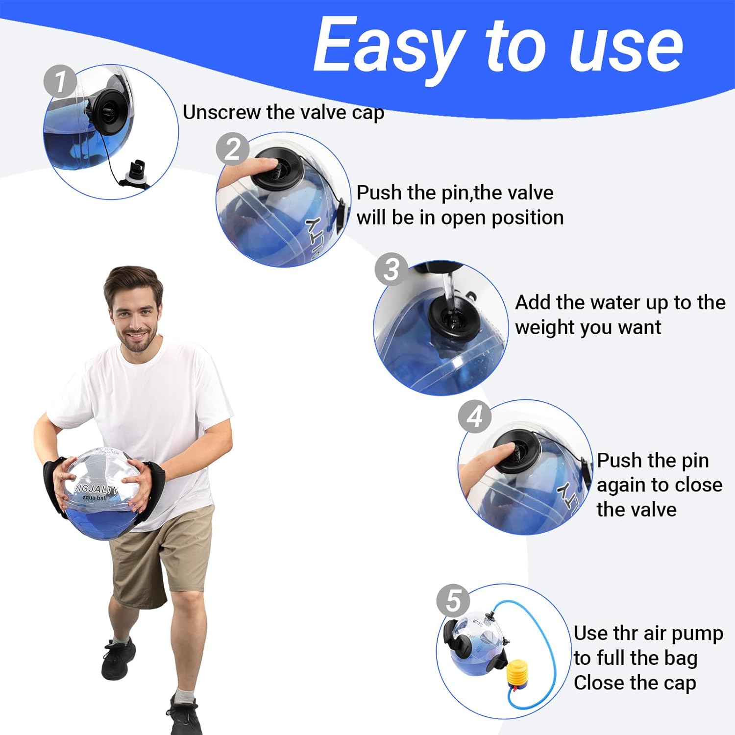 Small & Large Aqua Ball Bundle | Unpredictable Resistance for Engaging Stabilizer Muscles | Portable Workout Equipment for Home, Travel, Athletes & Beginners