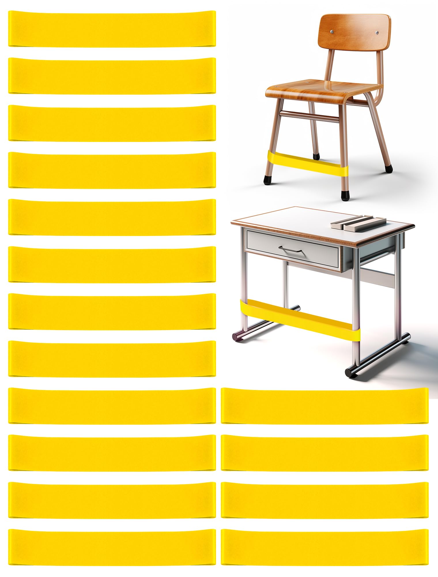 WNSIRVY 16 Pack Chair Bands for Kids with Fidgety Feet, ADHD Tools for Kids, Improve Focus & Reduce Restlessness, Chair Bands for Sensory ADHD ADD Autism - Classroom & Home Must Haves (Yellow)