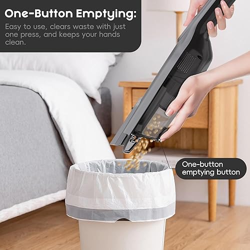 Miniatura 7 de Aspiradora de mano inalámbrica, aspiradora de mano portátil ligera con luz LED, aspiradora de mano recargable con base de carga, potente succión