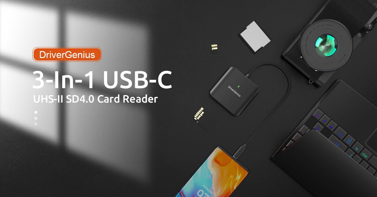 DriverGenius ProRead V9 | Lettore di Schede USB-C UHS-II/SD4.0-Soluzione ad Alta Velocità per Schede SD/SDXC V90/V60 per Fotocamere Reflex e Mirrorless- PC/Mac/Linux/Android (Metallo, U3CR01-III
