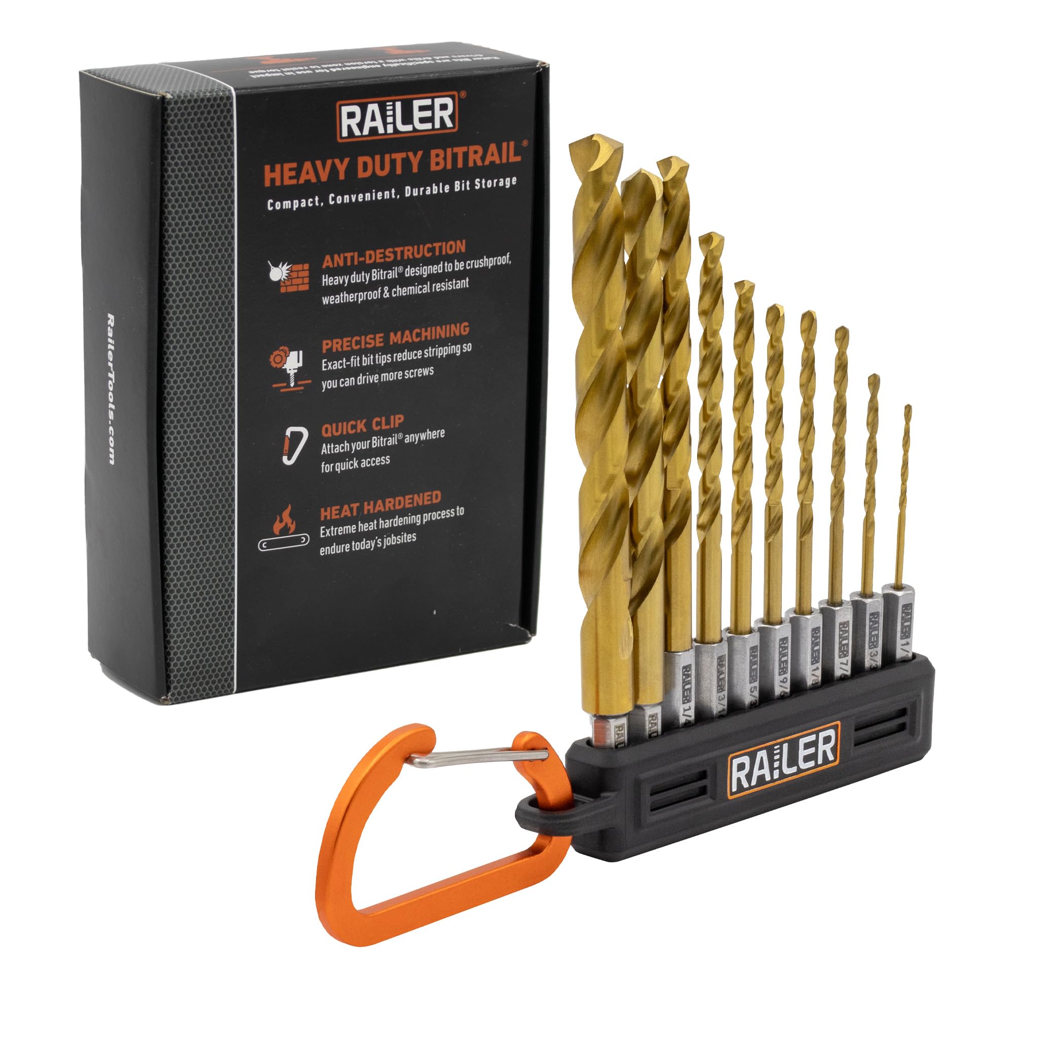 Allen Wrench Drill Bit Set - Railer High Speed Titanium 10pc Hex Shank Drill Bit Set for Impact Driver w/Bit Holder. Multi-Purpose Drill Bits for