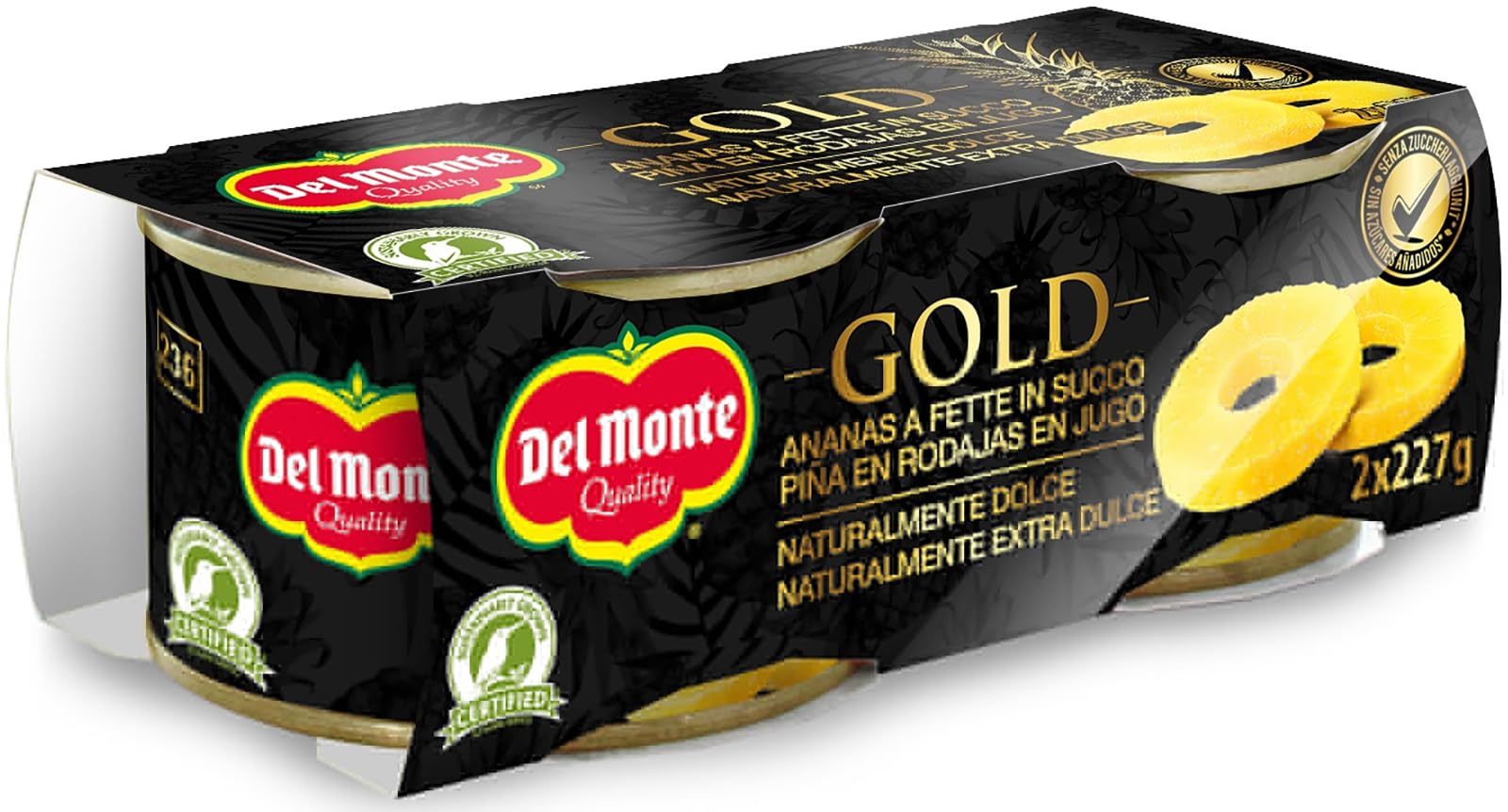 Del Monte Gold Rodajas de Piña en su Jugo Extra Dulce 2 x 227 gr