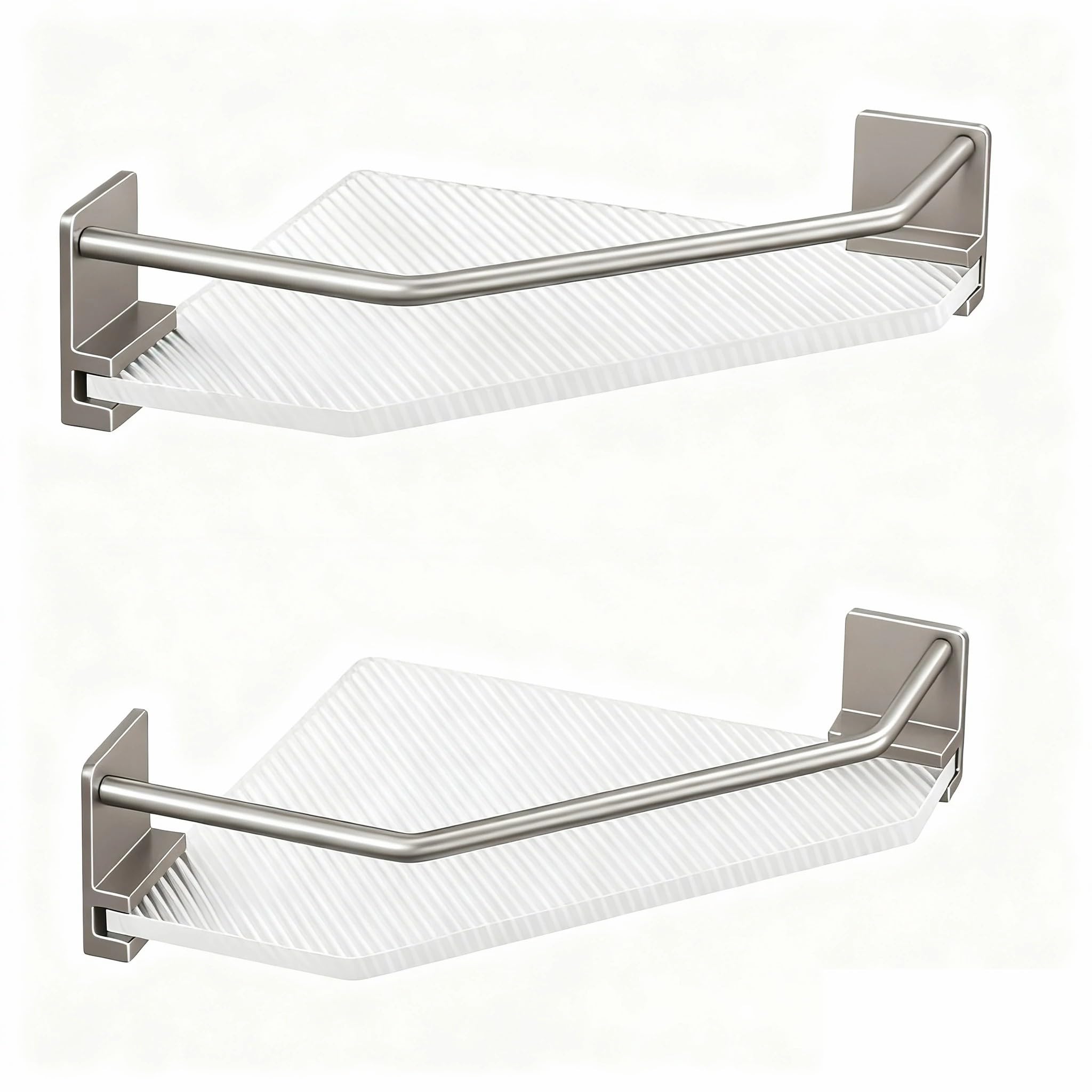 HGBVCFJD Corner Shower Caddy No-Drill Bathroom Storage Basket Wall Mounted Rust-Free 6063 Space Aluminium with Removable Acrylic Tray
