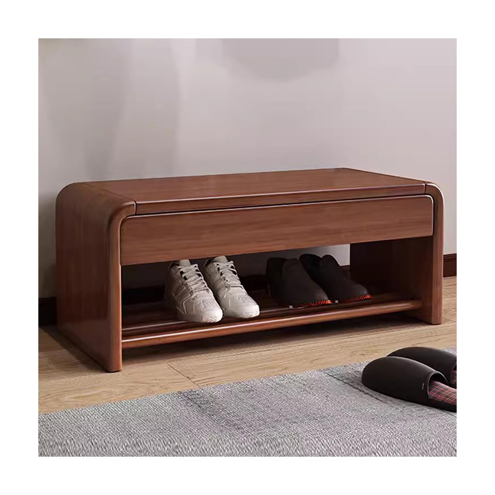 LWJSOCP Farmhouse Solid Wood Entryway Shoe Bench – Stylish Hallway Storage Rack for Small Spaces Brown (80 x 30 x 35 cm) - Perfect for nizing Shoes and Accessories