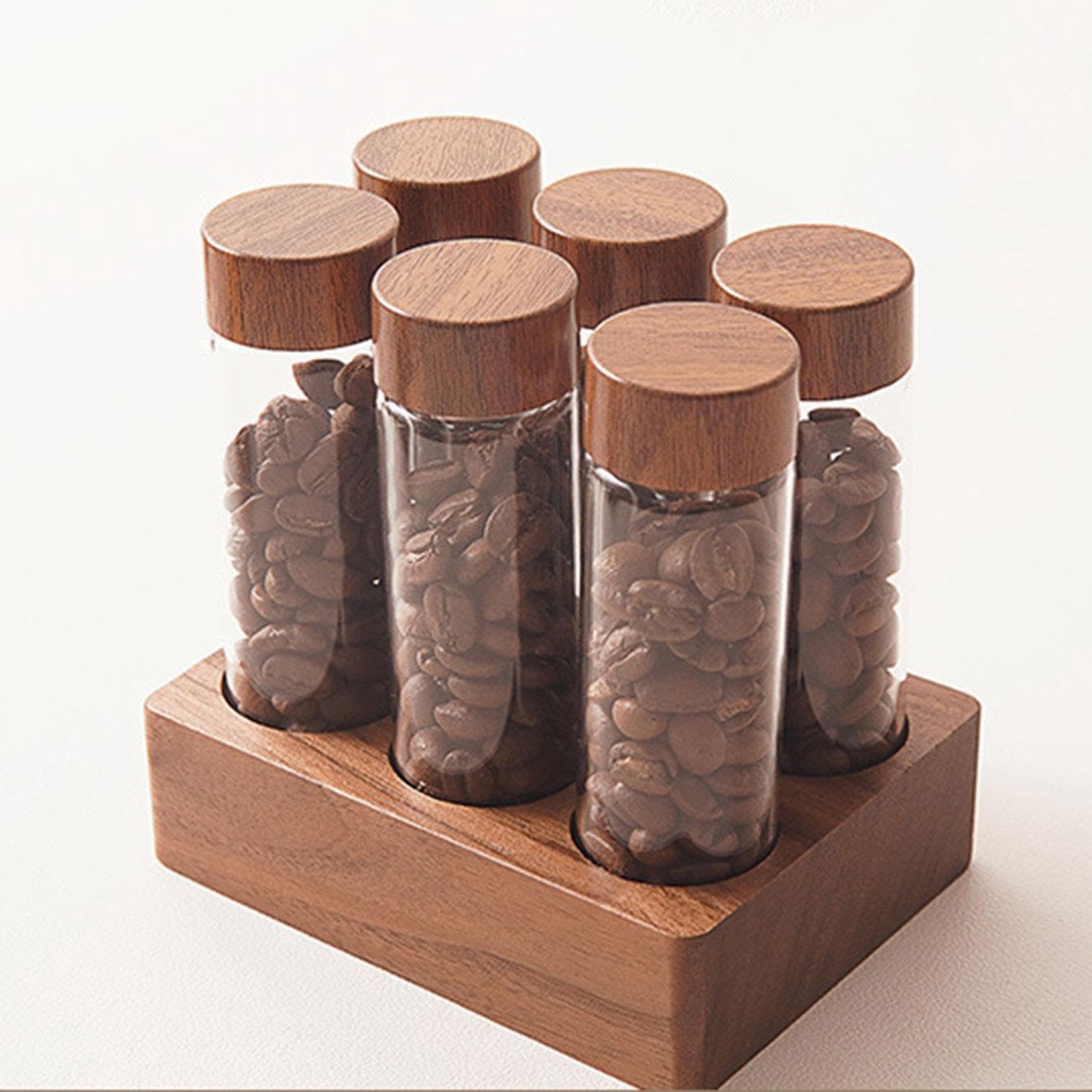 Kaffeebohnen Reagenzgläser, Kaffeebohnen Röhrchen, Flasche, Kanister, Holzhalter, Ständer, Kaffeebohnen Aufbewahrungsröhrchen für Café, Einzelhandel, 17 g