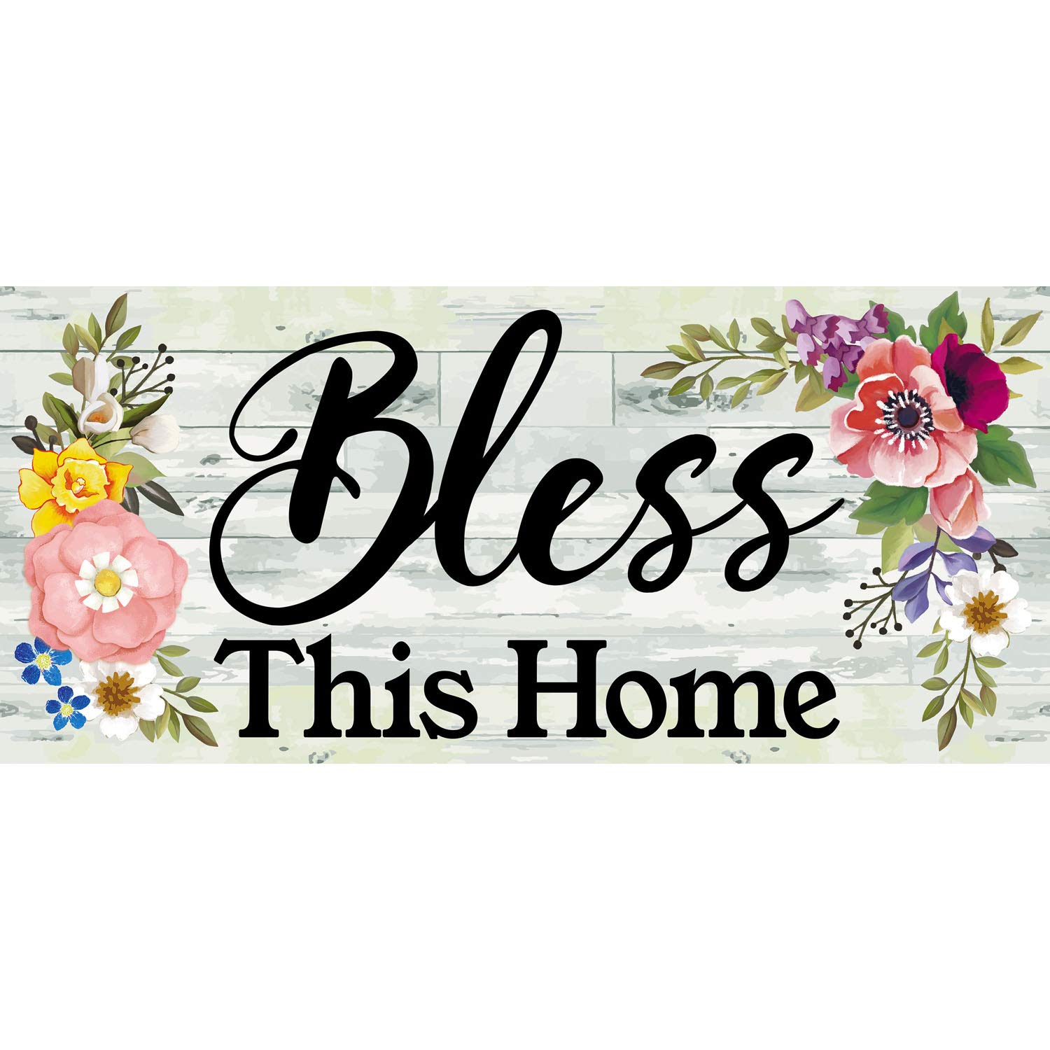 Evergreen FlagIndoor Outdoor Décor For Homes Gardens And Yards Shiplap Floral Bless This Home Sassafras Switch Mat