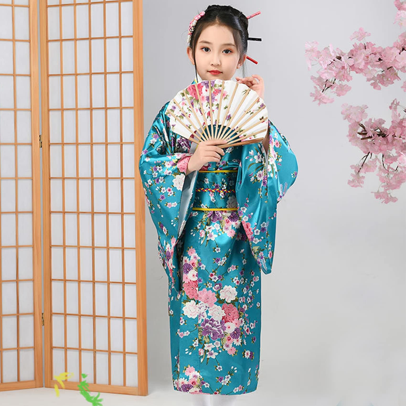 Kimono Japoński Szata Yukata Tradycyjny, Styl Japoński, Satynowa Sukienka, Koszule Cosplay, Sukienka Studniówkowa, Spa Szata Dziewczyna, Wentylator Skłaniany, Skarpety Tabi