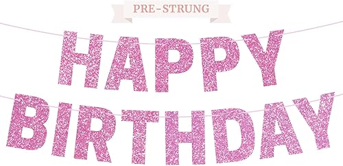 Miniatura 14 de Perfect Occasion - Pancarta de feliz cumpleaños preencordada - Sin bricolaje - Pancarta de fiesta de cumpleaños con purpurina plateada para hombres