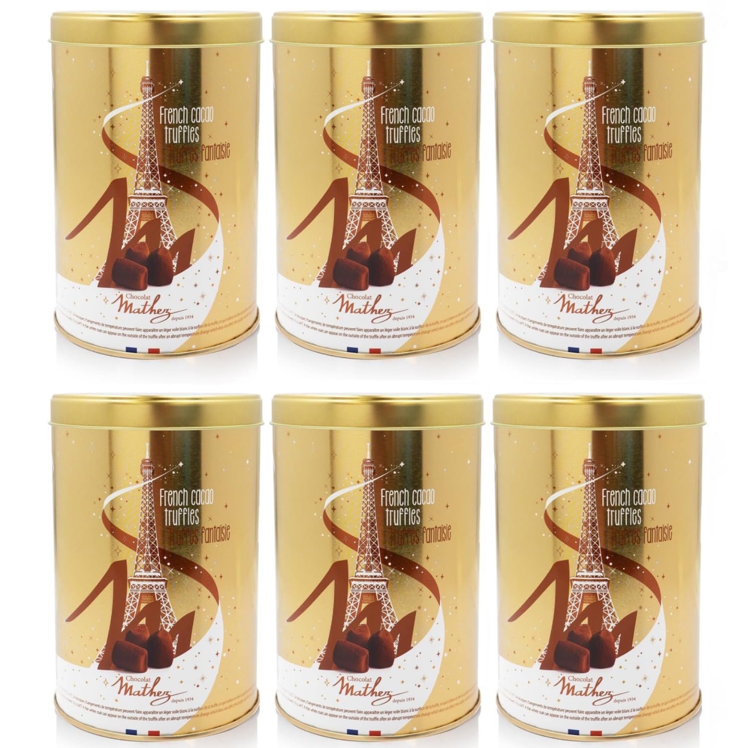 Mathez Cacao Truffles französische mit Kakao gepuderte Schokoladen in dekorativer Metalldose inkl. FeinWert E-Book (6 x 500g)