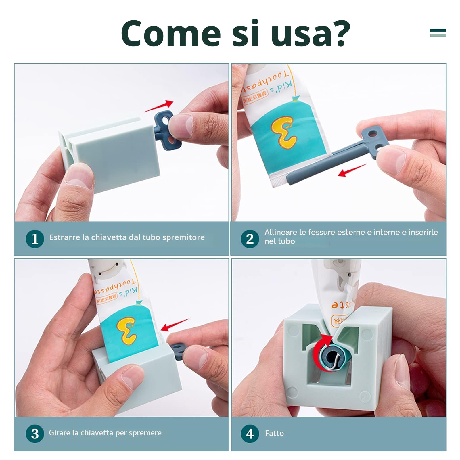 YKL 4 Pezzi Spremi Dentifricio, Spremi Dentifricio Manuale,smerigliati, Spremi Tubetto Dentifricio, Tubi in Plastica Tube Squeezer,salva dentifricio e creme (4 colori)