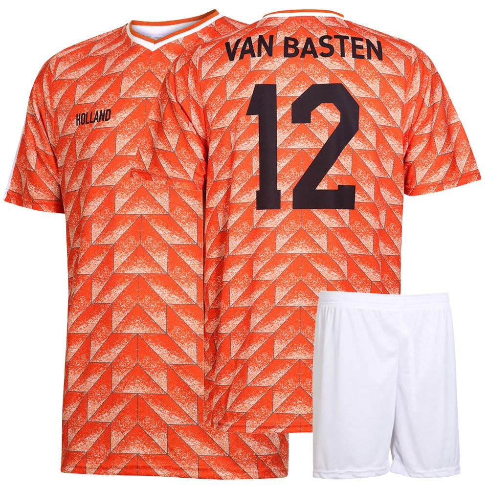 Kingdo Completo da Calcio Campionato Europeo 88 Van Basten - Nazionale Olandese - Arancione - Bambino e Adulto - Ragazzi - Uomini - Divisa da Calcio - Maglietta Sportiva - Abbigliamento Sportivo