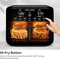 Vista 6 de Chefman Freidora de Aire de Doble Canasta de 6 Cuartos - Pantalla Táctil Digital, Smart Sync Finish, Hi-Fry, Apagado Automático, 2 Canastas de Freír