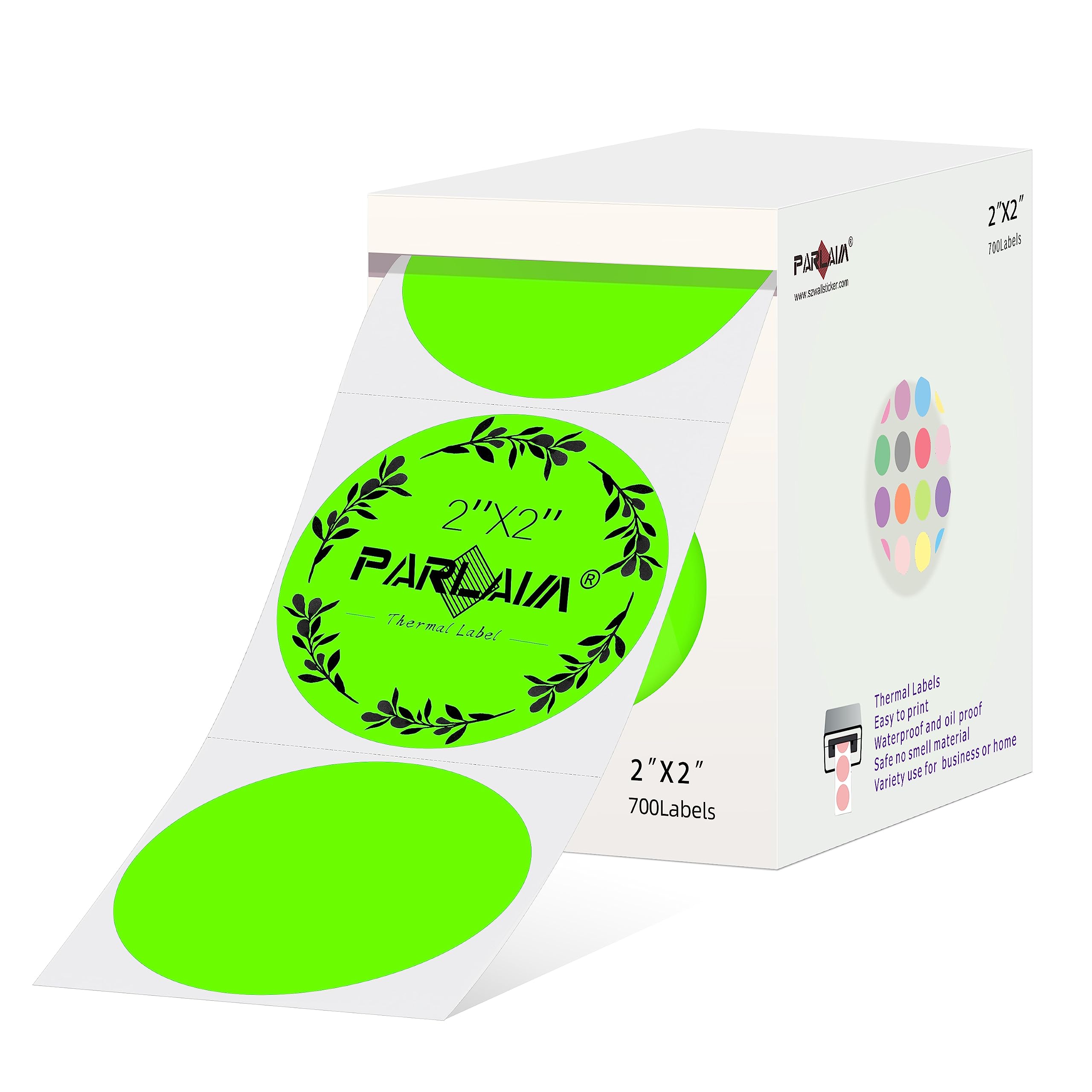 PARLAIM 2 Inch Thermal Sticker Labels,700PCS Round Direct Thermal Stickers Waterproof Paper for Thank You Sticker DIY Business Home Office (