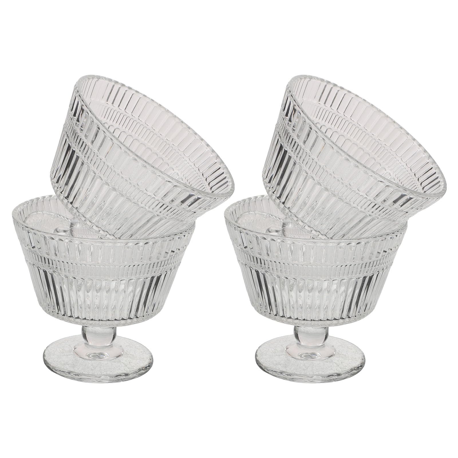 Set 4pezzi Ciotole da Gelato in Vetro 9oz Resistenti al Calore Facili da Pulire Piedistallo Eleganti per Feste e Raduni Casual