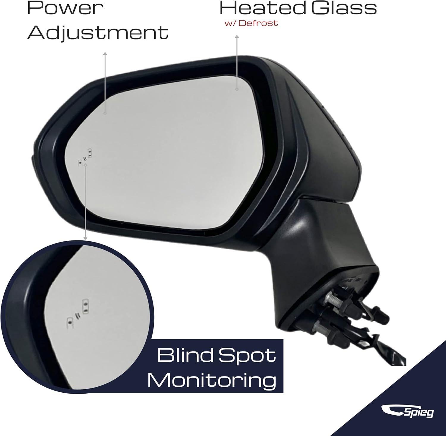 Spieg Driver Side Mirror for 2020-2024 Toyota Corolla, 2019 Corolla Hatchback Blind Spot Monitoring BSM Heated Turn Signal Painted Black 7 Pins Left TO1320395