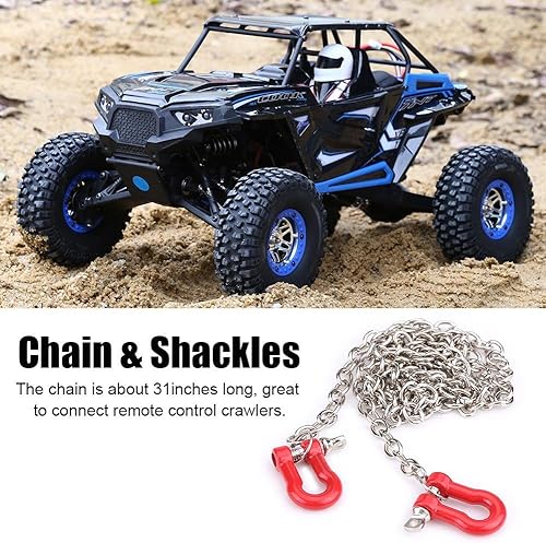Miniatura 5 de Dilwe Ganchos de cadena RC, cadena de aleación de metal a escala 110 y grilletes de remolque de 31 pulgadas para RC Crawler SCX-10 D90 accesorio de