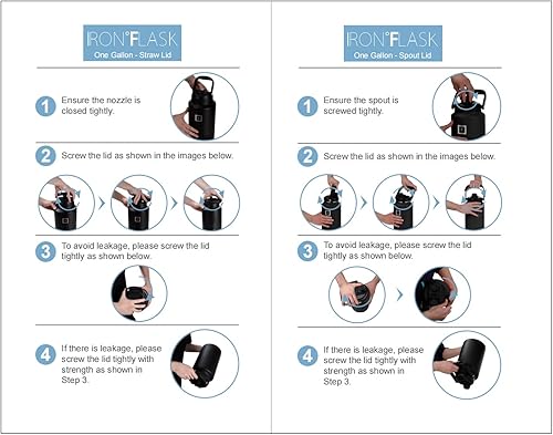 Miniatura 6 de IRON FLASK Botella de agua deportiva  128 onzas  un galón 2 tapas popote y boquilla a prueba de fugas acero inoxidable aislado al vacío frío