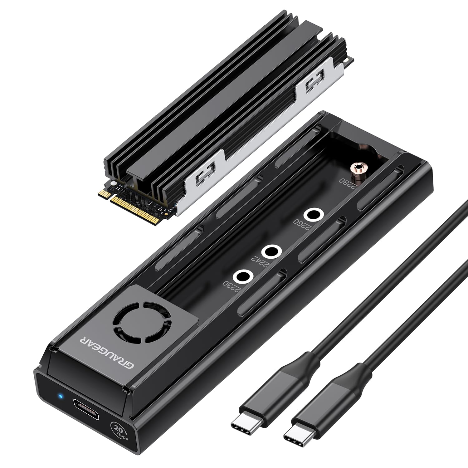 GRAUGEAR 20Gbps Enclosure For M.2 NVMe & SATA SSD