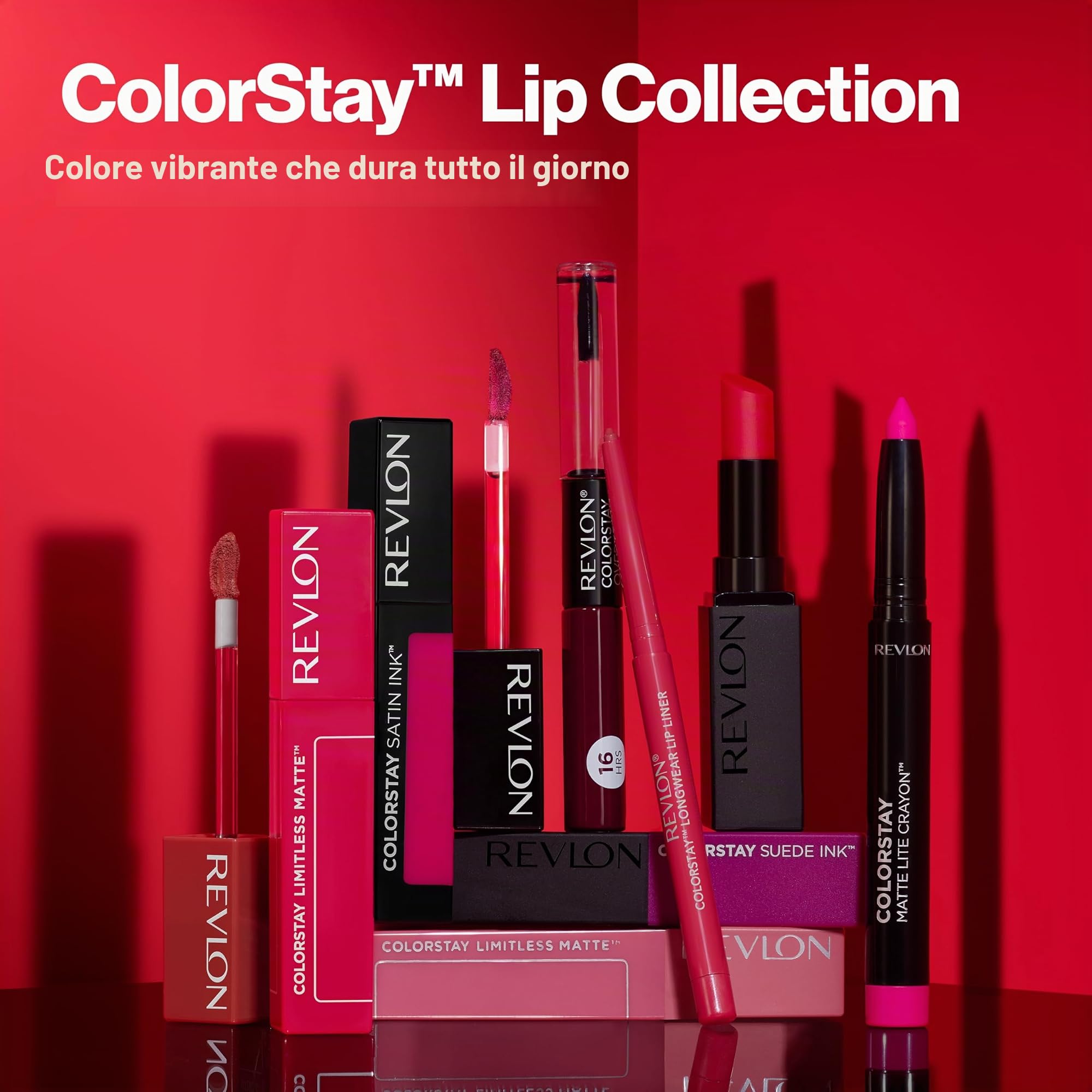 Revlon Rossetto liquido con lucidalabbra trasparente, ColorStay Overtime Lipcolor, doppia estremità con vitamina E, 540 Unstoppable Nude, 0,07 ml