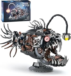 XITALAXU Mechanical Lantern Fish Building Set 1038PCS - Illuminating Ocean Toy Lamp, STEM Gift for Kids 8+ Adults Home Decor