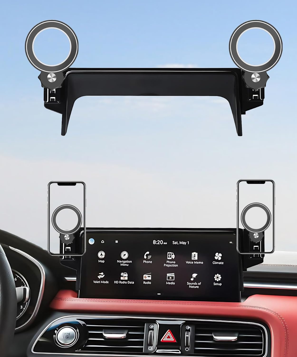Car Phone Holder for 2022 2023 2024 2025 2026 Genesis G70 Accessories Apply to 10.25 Inch Touch Screen Fixed Clip Magnetic Cell Phone Mount Hands-Free 360 Degree Rotation